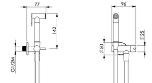 Set kit doccetta per wc, completo di rubinetto e flessibile 120 cm