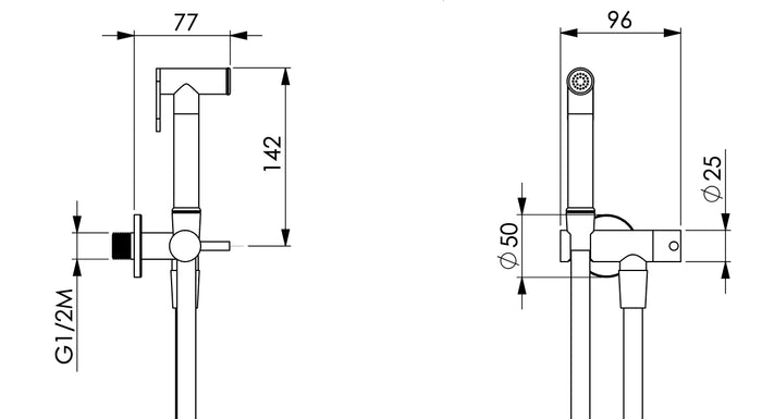 Set kit doccetta per wc, completo di rubinetto e flessibile 120 cm