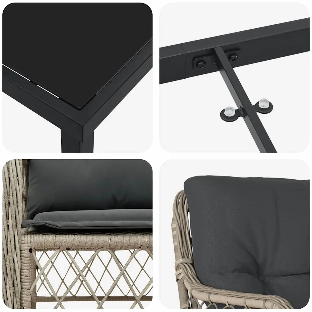 Set da Pranzo per Giardino 7 pcs Grigio chiaro polyrattan 3380243