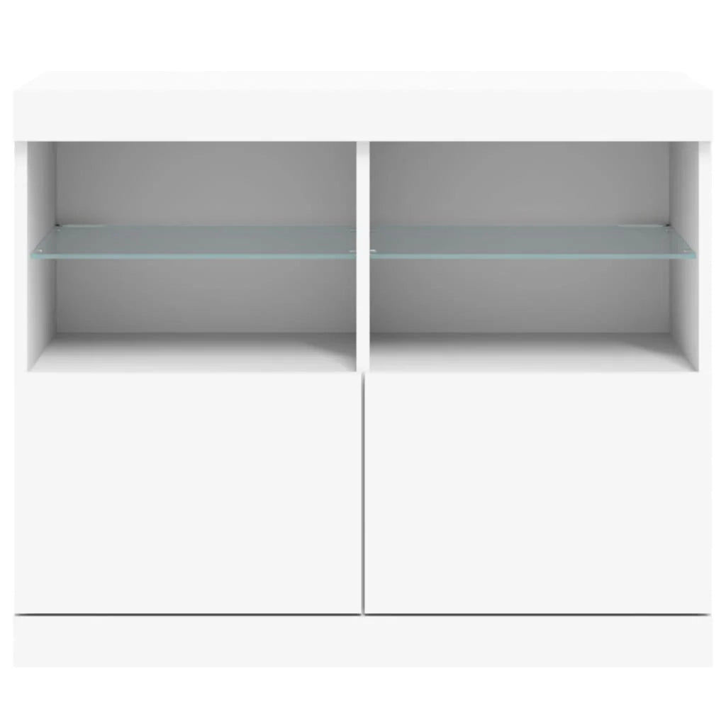 Buffet credenza cassettiera mobiletto mobile contenitore organizer per cucina soggiorno salotto con luci LED 81 x 37 x 67 cm bianco 02_0029862