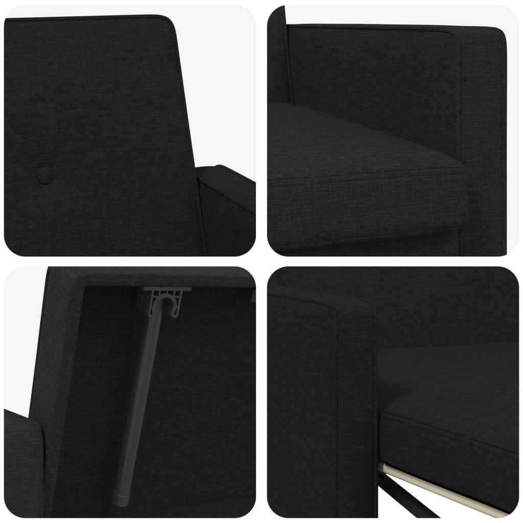 Divano Letto Estraibile Nero Tessuto 42033340