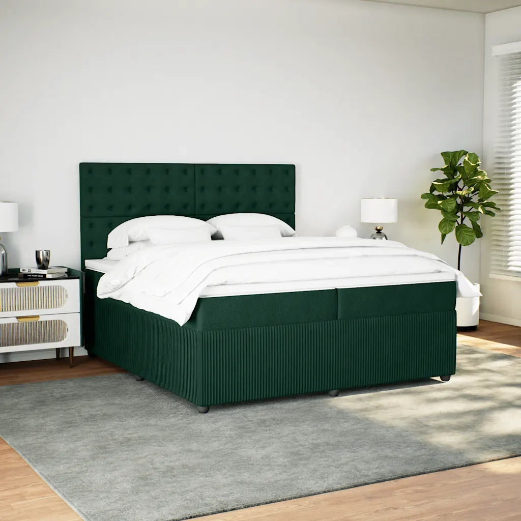 Giroletto a Molle con Materasso Verde Scuro 200x200 cm Velluto 3294745