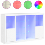 Credenze con Luci LED 3 pz | Madia | Buffet da pranzo | Armadio da pranzo Bianche in Legno Multistrato