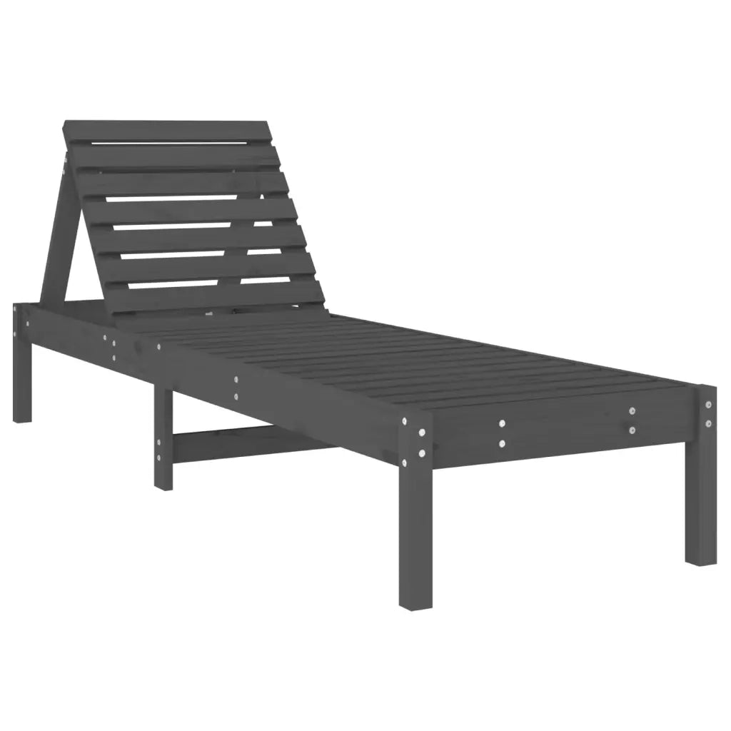 Lettino Prendisole Grigio 199,5x60x74 cm Legno Massello di Pino 825069