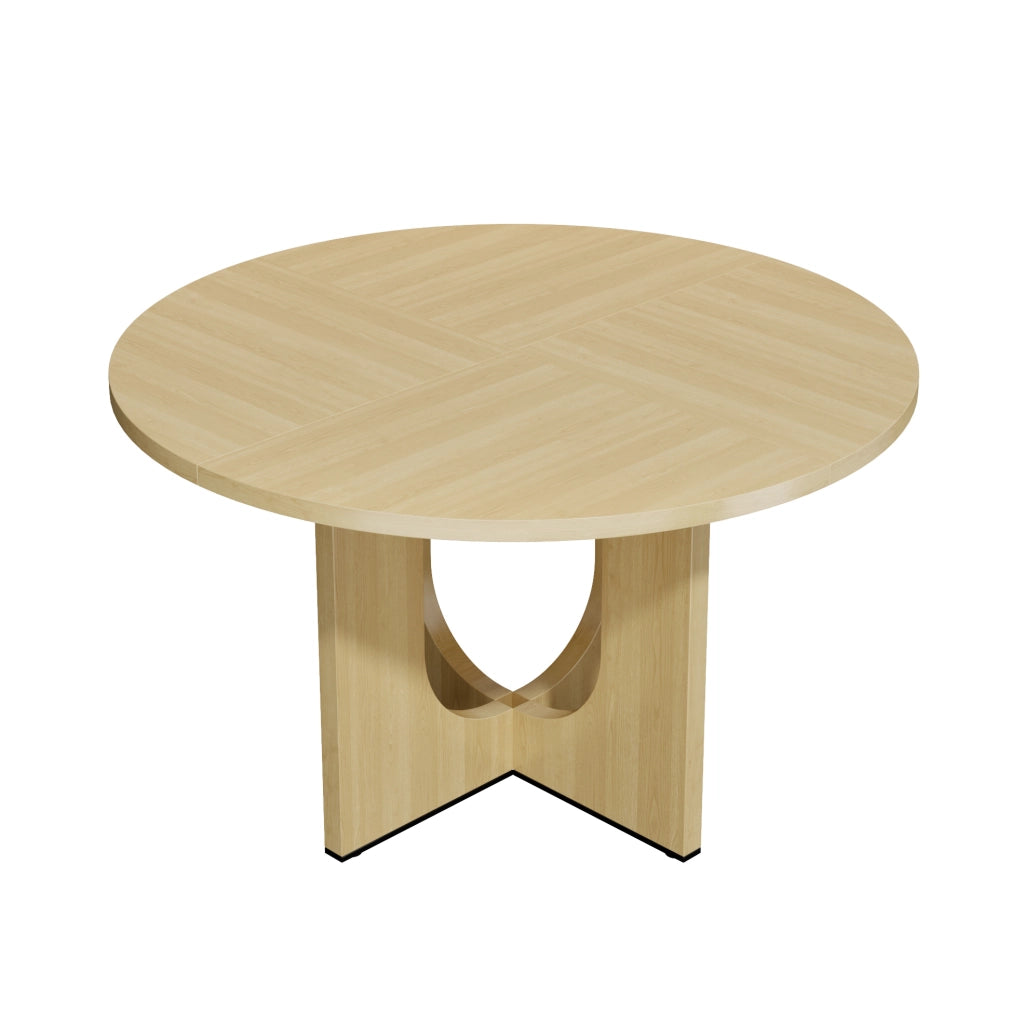 Tavolo da pranzo rotondo 120 cm per 4-6 persone; design scandinavo in MDF; rovere