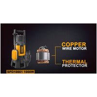 Pompa immersione 1000 W sommersa acque sporche nere - Ingco SPD10001