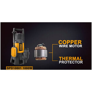 Pompa immersione 1000 W sommersa acque sporche nere - Ingco SPD10001