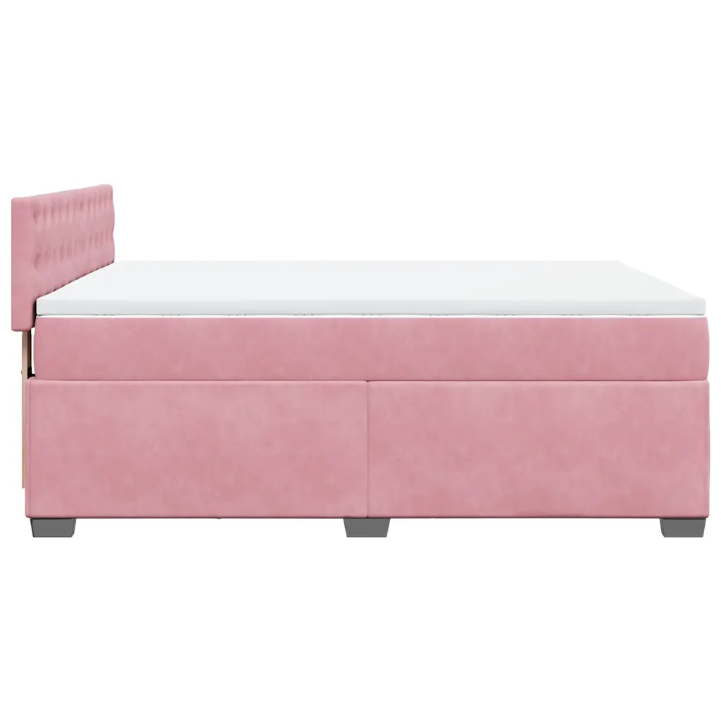 Giroletto a Molle con Materasso Rosa 160x200 cm in Velluto