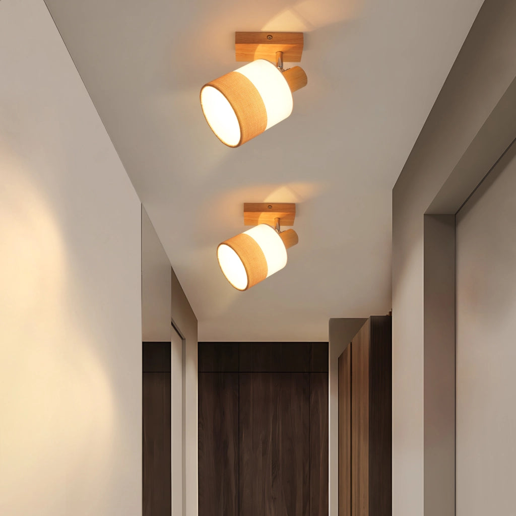 ZMH Faretto da soffitto vintage 1 fiamma legno orientabile 350° E14 max 40W senza lampadina