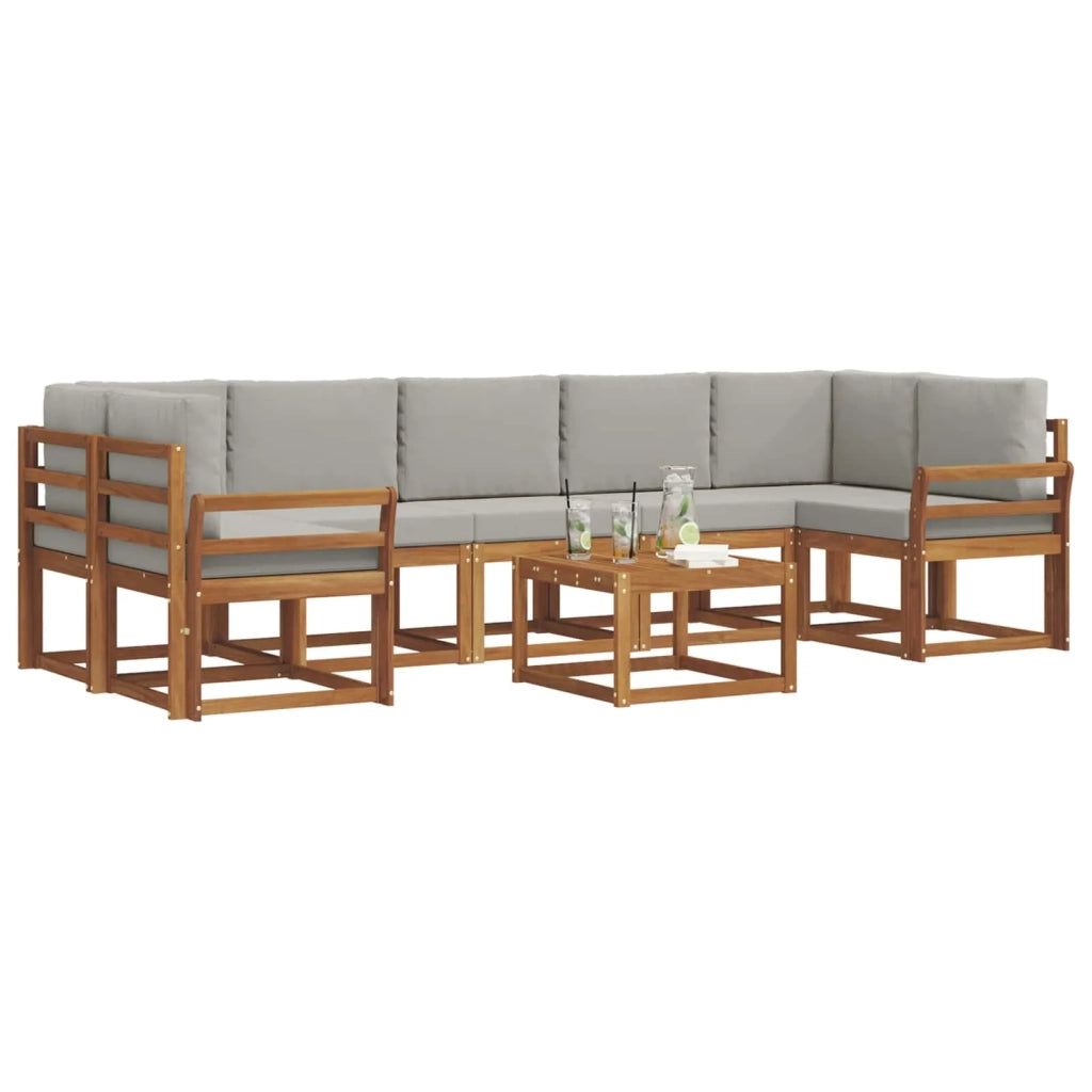 Set di divani da esterno 8 pcs Grigio Naturale e Chiaro 3366149