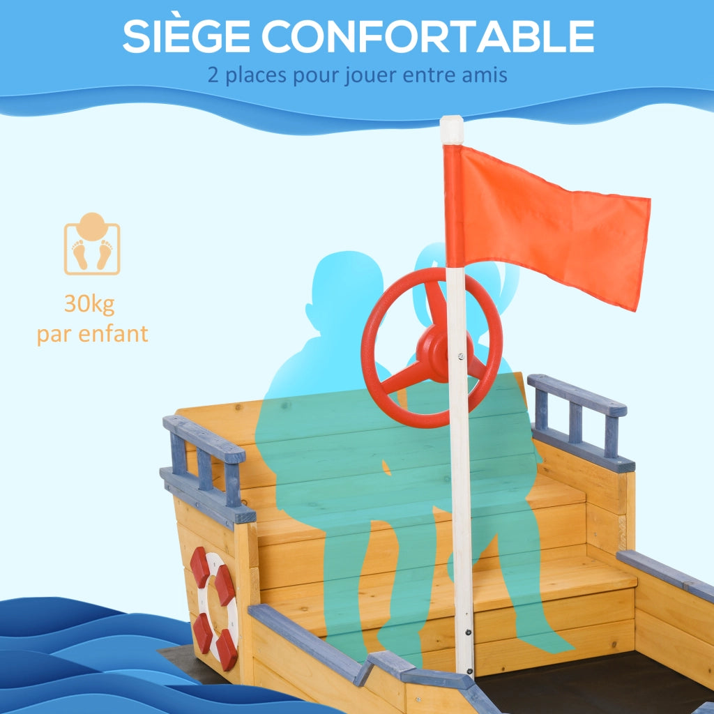 Sandbox Barca Pirata ¨C Zephmum ¨C Rosso con Vela e 2 Scalini