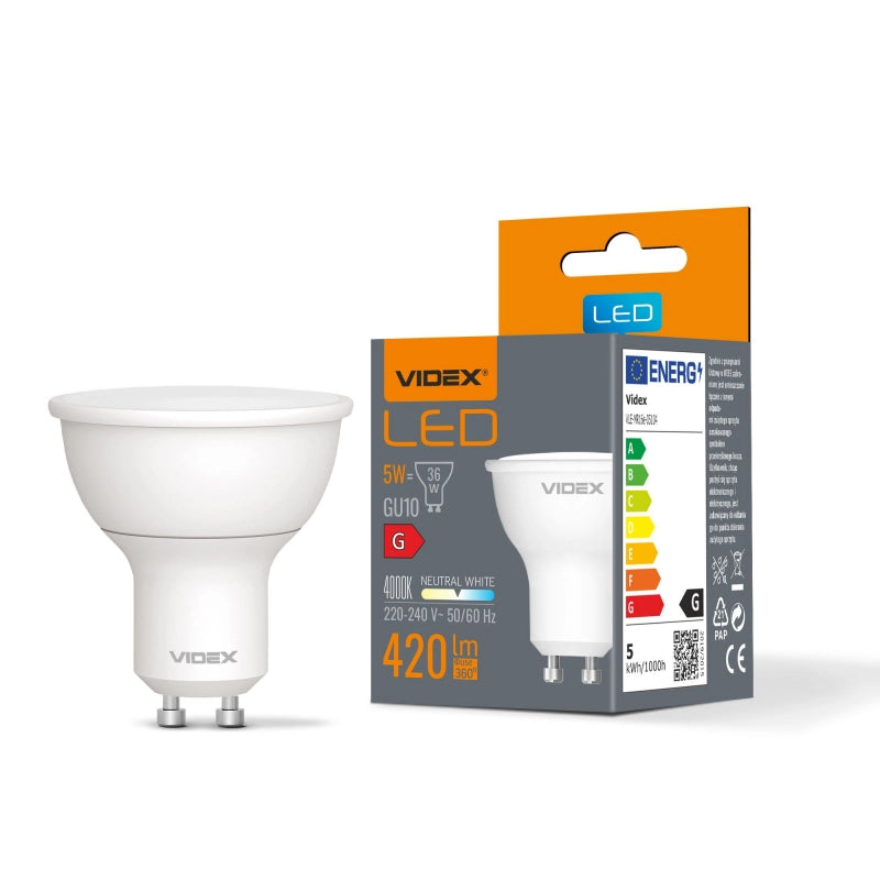 Lampadina LED MR16 GU10 5W 420lm 4000K neutra Videx