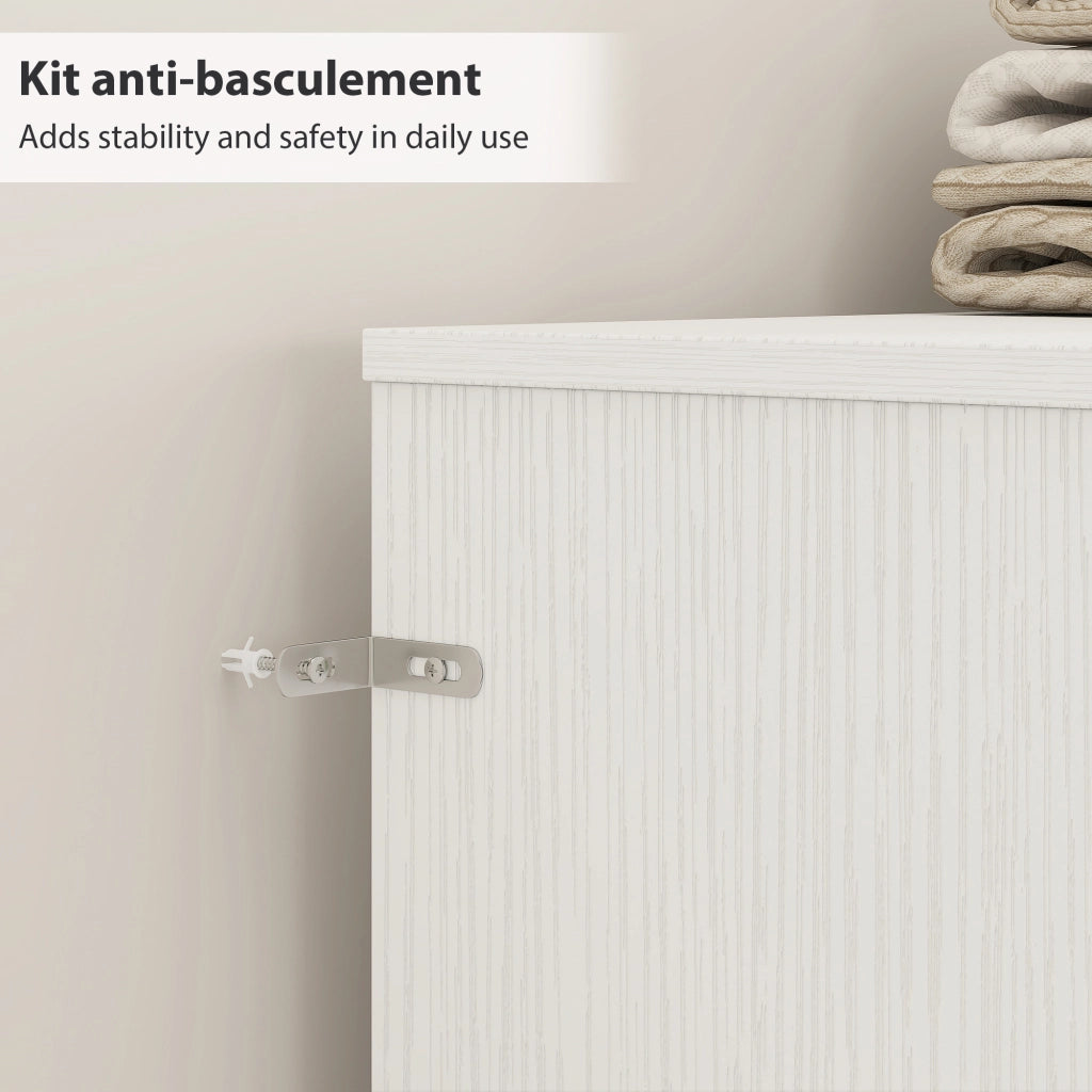 Testiera con cassetti e contenitore ¨C zephmum ¨C bianco 160x20.2x108.2 cm
