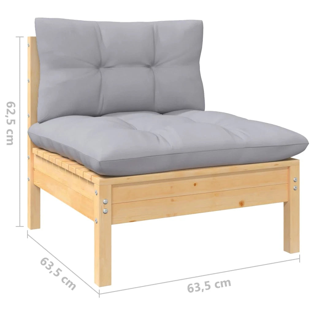 Set di mobili da giardino mobili da esterno 10 pezzi con cuscini grigio legno di pino massiccio 02_0015030