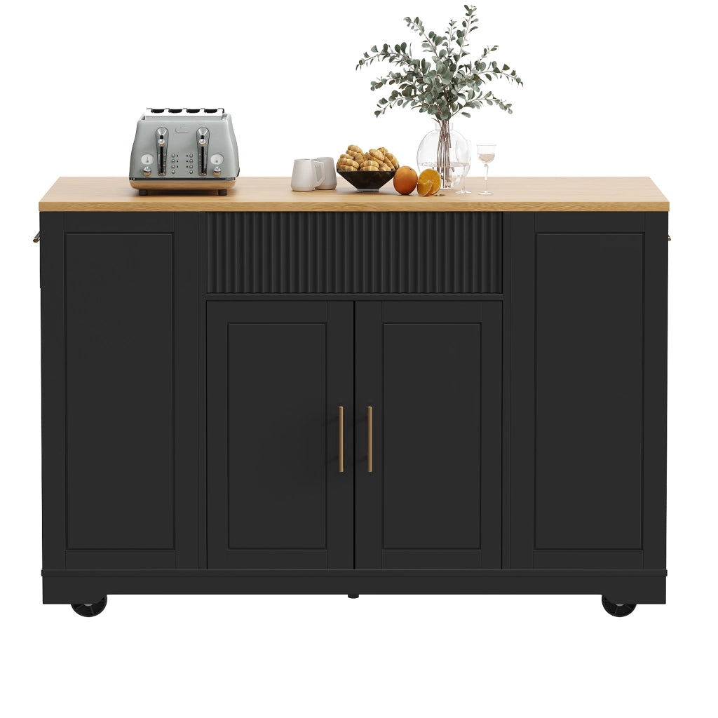 Isola Cucina su Ruote con 2 Ante e 3 Cassetti ¨C MINIMAL ¨C 120x50x92 cm