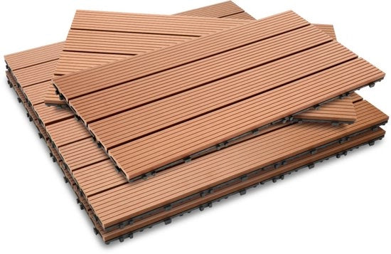 Tegoli WPC 60x30cm 6 pezzi 1m² per pavimento esterno Tegoli per balcone e terrazza Montaggio rapido Tegoli per giardino e balcone Pannelli per pavimento esterno Tegoli per pavimento esterno in legno composto
