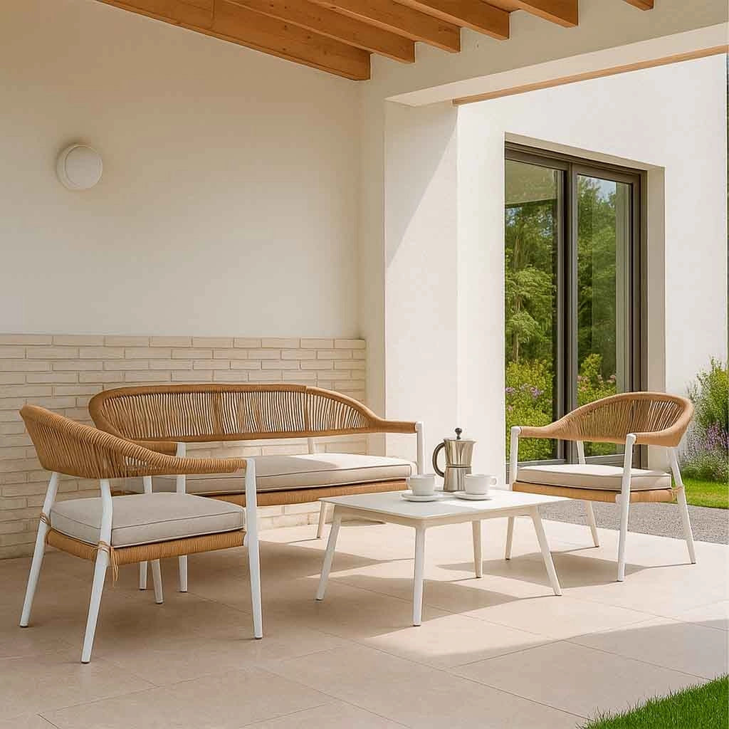 Tavolo, divano e 2 poltrone multicolore 100x55x45, 68x69x75, 138x69x75