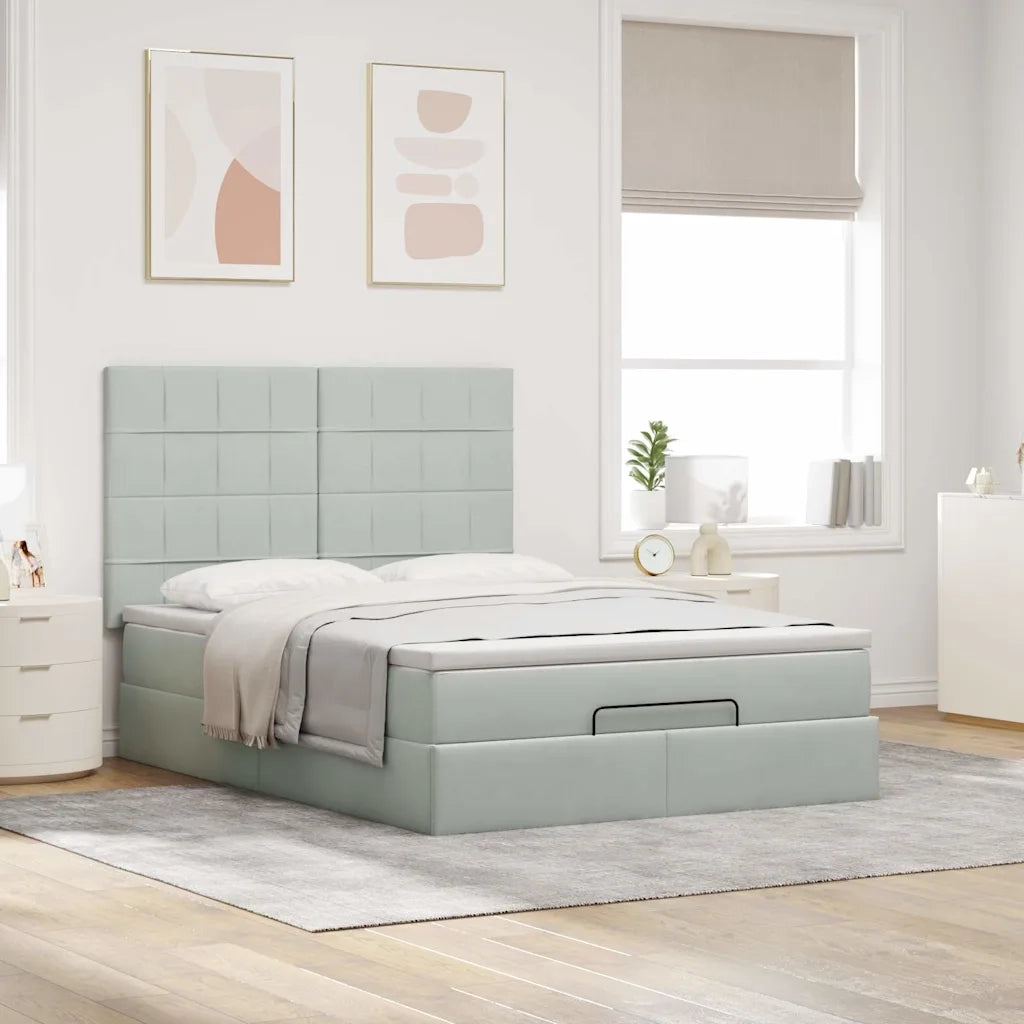 Struttura Letto Pouf con Materassi 140x200 cm in Velluto 3313475