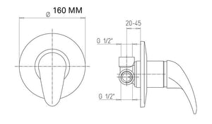 Rubinetto miscelatore per doccia a incasso, completo e standard
