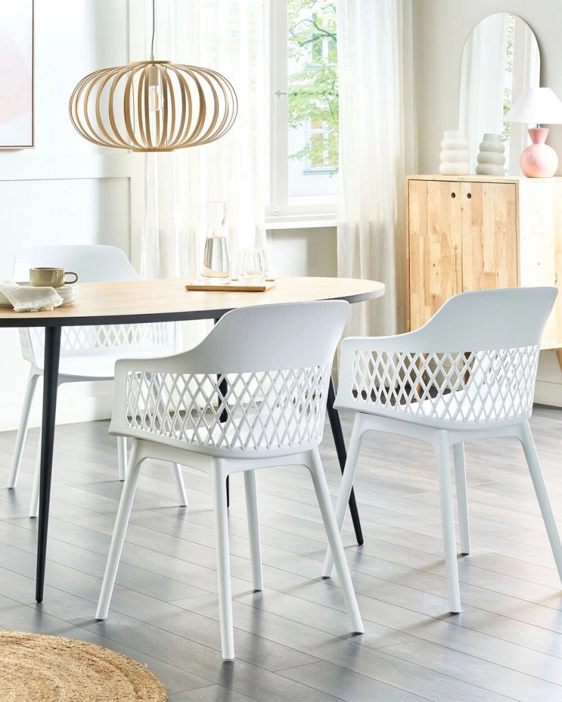 Set di 2 sedie da pranzo in materiale sintetico bianco stile moderno soggiorno cucina
