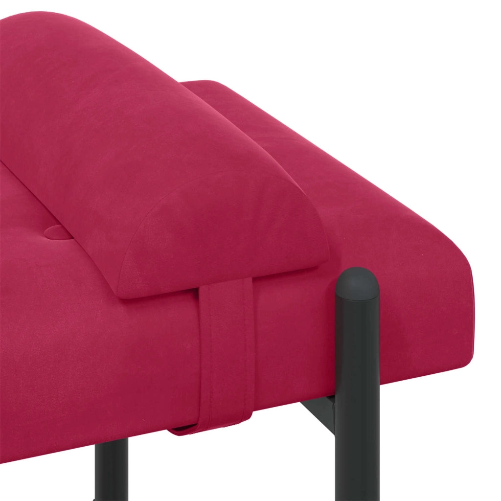 Panchina con bottoni e cuscini Rosso Vino 110 x 40 x 46 cm 42038390