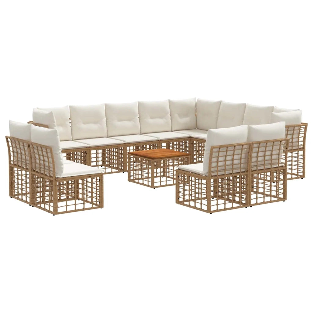Set di divani da esterno 13 pcs Naturale e Bianco Crema