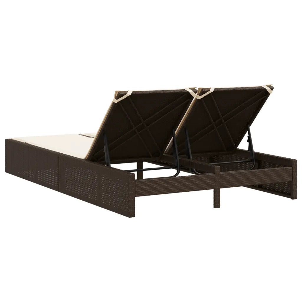 Lettino Prendisole | Sdraio da giardino | Lettino da sole con Cuscini Marrone in Polyrattan