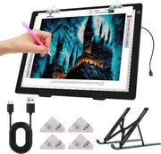 Tavolo di illuminazione A4 per accessori 5D Diamond Painting - Ultra Dun - 36 x 27 cm - Tavolo di illuminazione regolabile con supporto pieghevole - Clip - Diamantopittura - Disegno - Schizzi