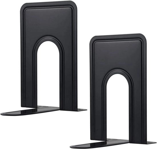 Supporti libri in metallo, organizzatore libri, antiscivolo, resistente ai graffi, supporti libri in acciaio inossidabile, design unico, adatti per bambini e adulti per uso in casa, ufficio, biblioteca - nero