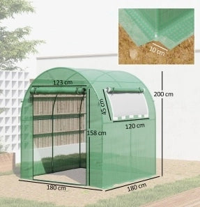 Serra verde 180 x 180 x 200 cm con porta avvolgibile