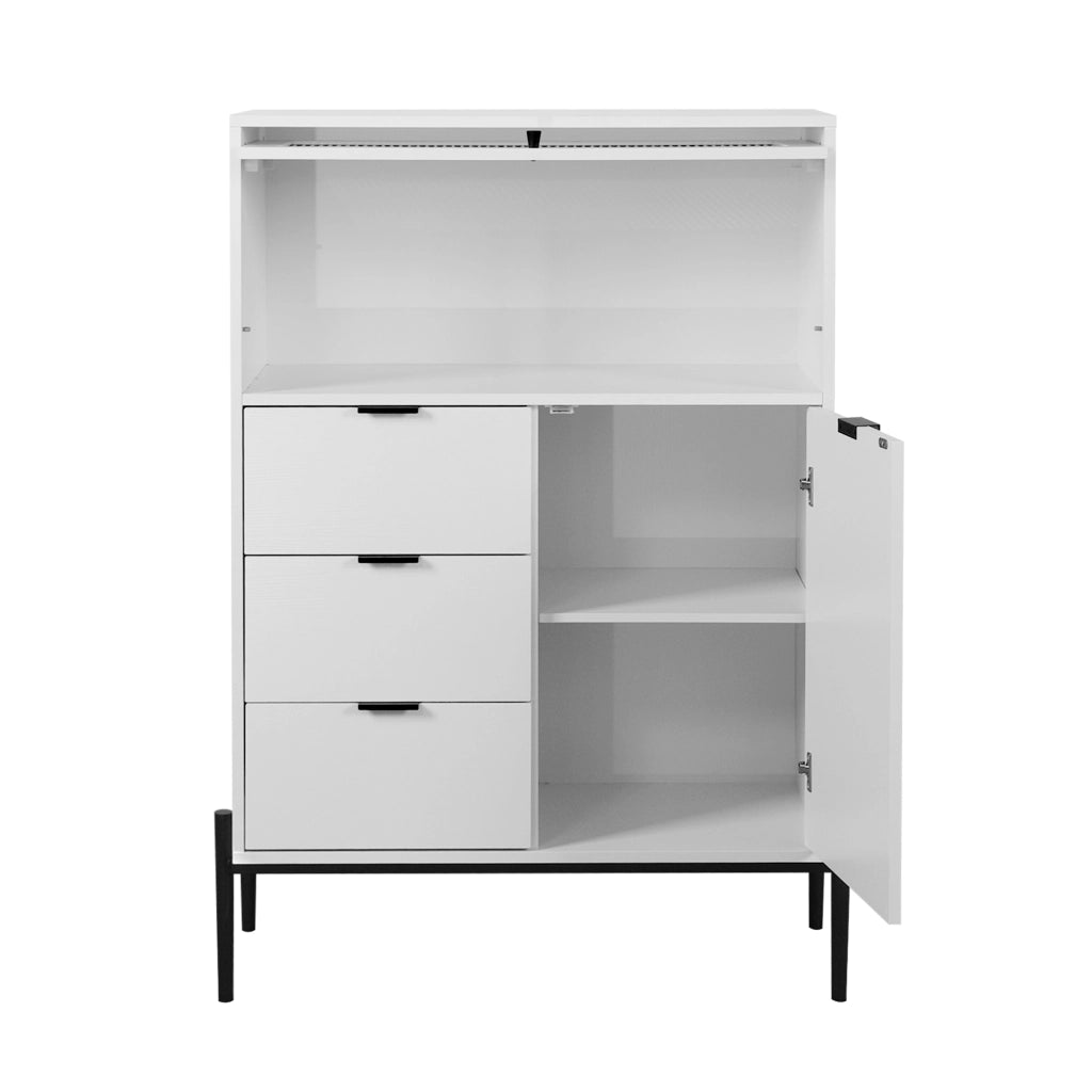 Credenza con cassetti e ripiani regolabili in truciolare bianco per cucina e soggiorno 85 × 40 × 120 cm