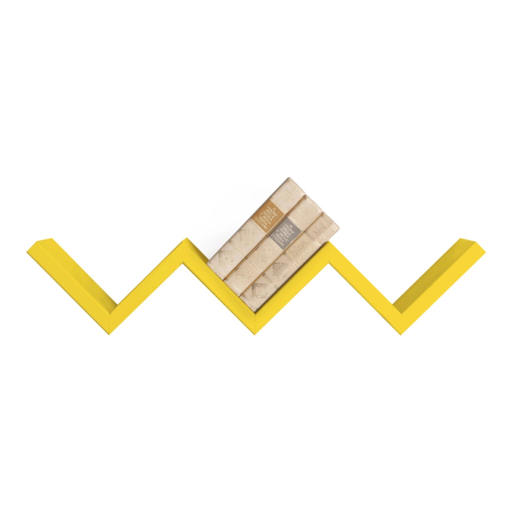 Mensola da Muro Modello SAETTA, Mensola Cameretta, Mensola da Parete, 57x11 p15.5 cm. Finitura  GIALLO CANARINO - MADE IN ITALY