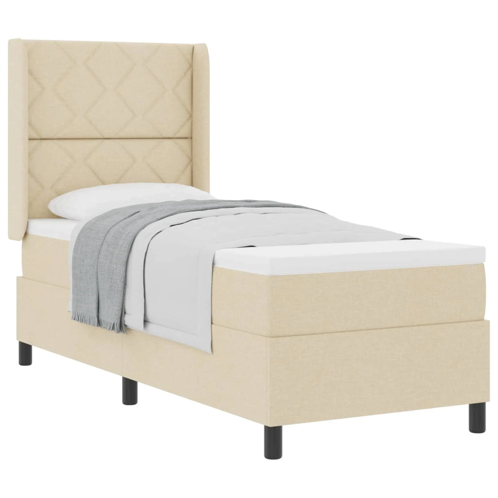 Letto a molle con materasso Crema 200 x 80 cm Tessuto 3341677