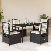 Set da Pranzo da Giardino 5 pz Nero con Cuscini in Polyrattancod mxl 117152