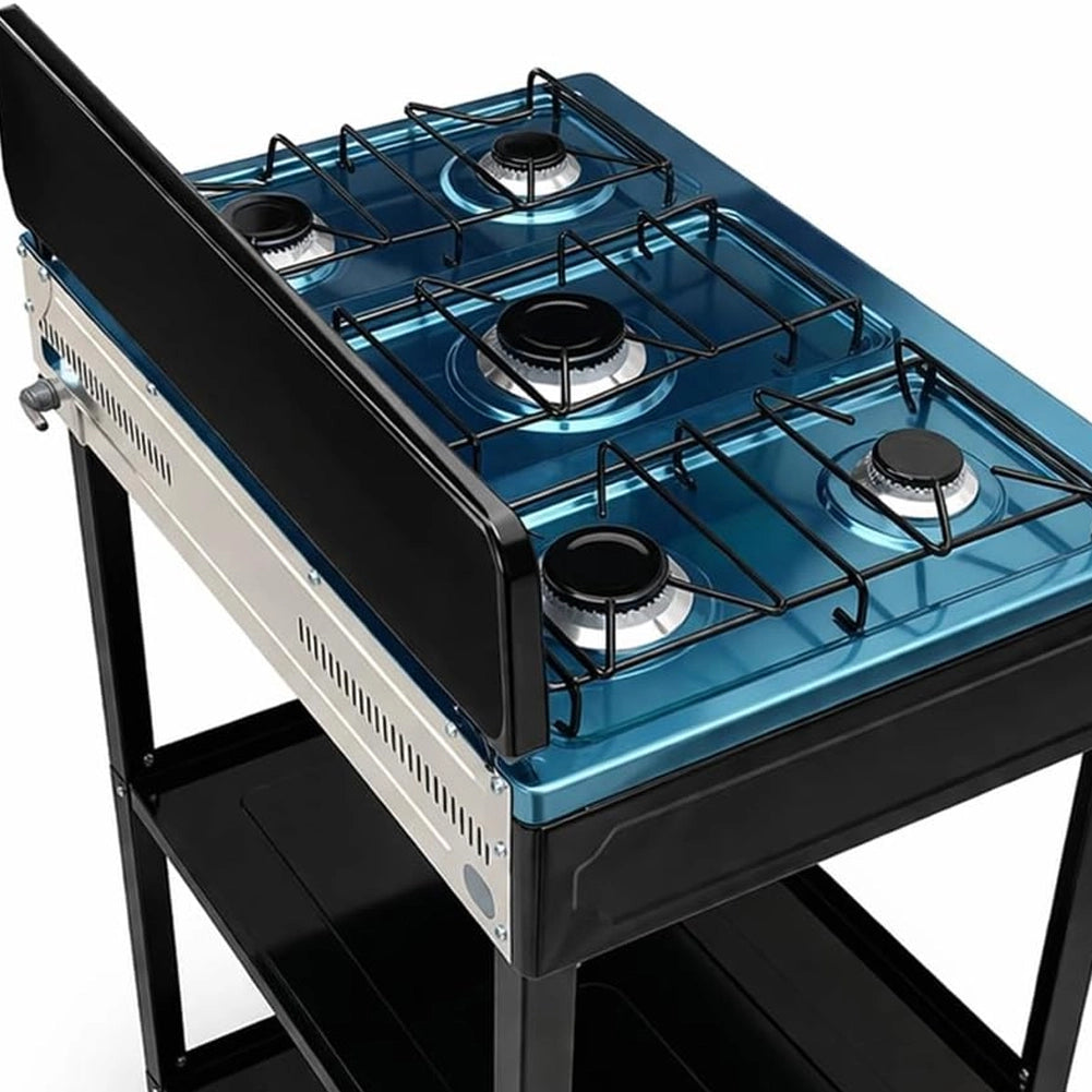 Cucina a Gas GPL 5 Fuochi da Esterno Cucinotto Portatile in Acciaio 65x45x90cm