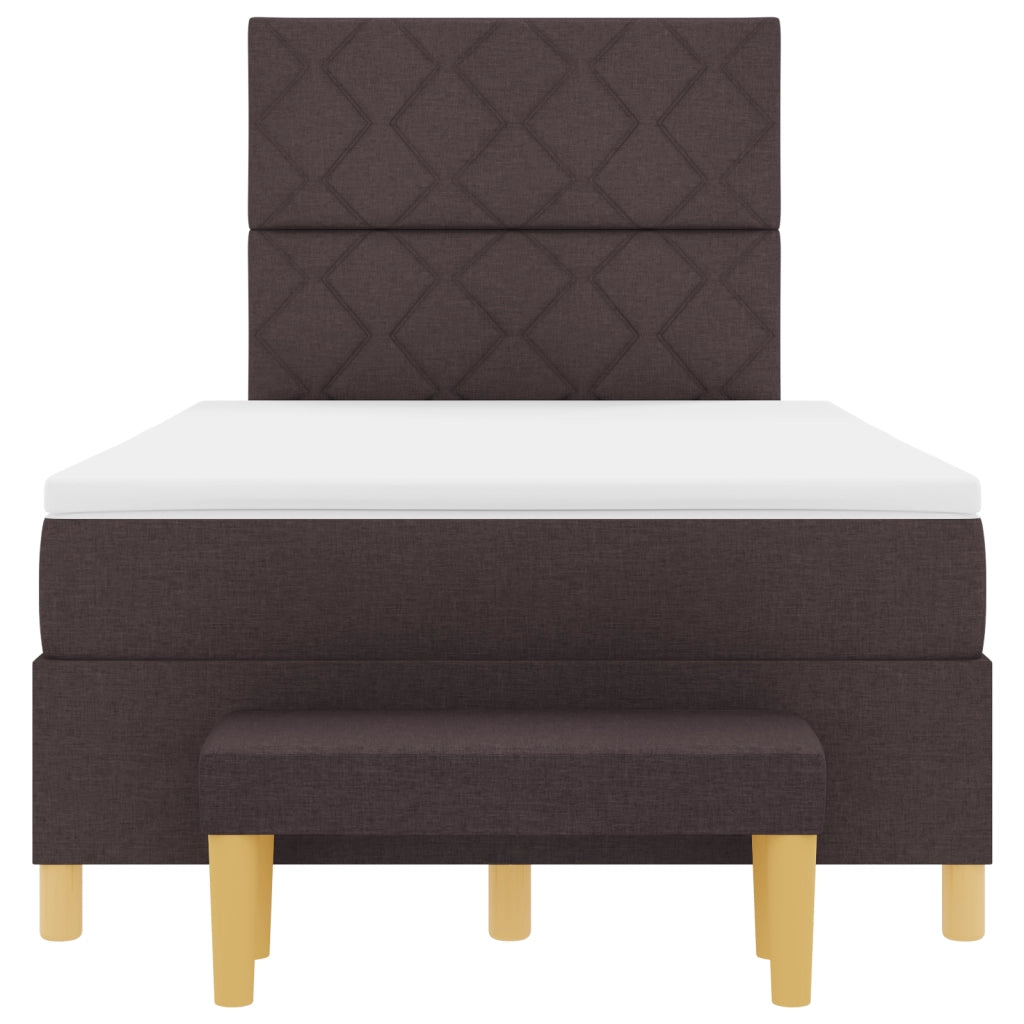 Letto con Box Spring e Panchina Marrone Scuro 120x200 cm Tessuto