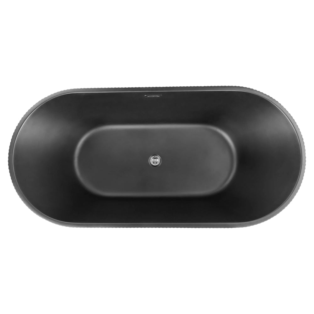 Vasca da bagno freestanding ovale in acrilico nero opaco 170 x 80 cm Finitura scanalata Bagno in stile moderno