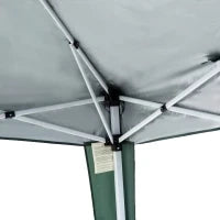 Gazebo Pieghevole da Giardino 2.4x2.4m con Struttura in Acciaio e Corde Antivento, Verde