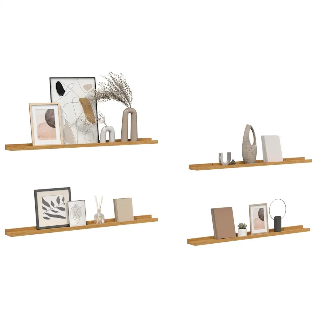 Scaffale da parete 4 pcs Beige 100 x 9 x 3 cm Legno multistrato