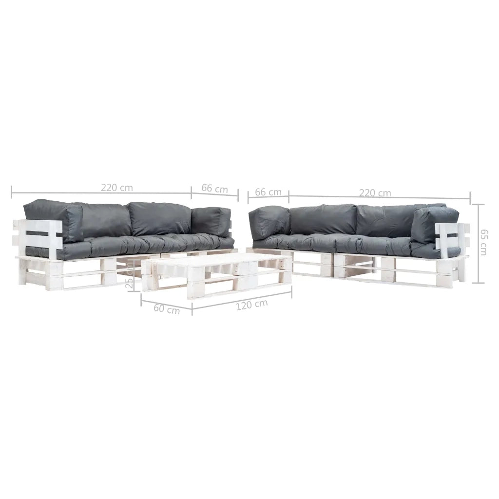 Set Divani da Giardino Pallet 6 pz con Cuscini Grigi in Legno 277405