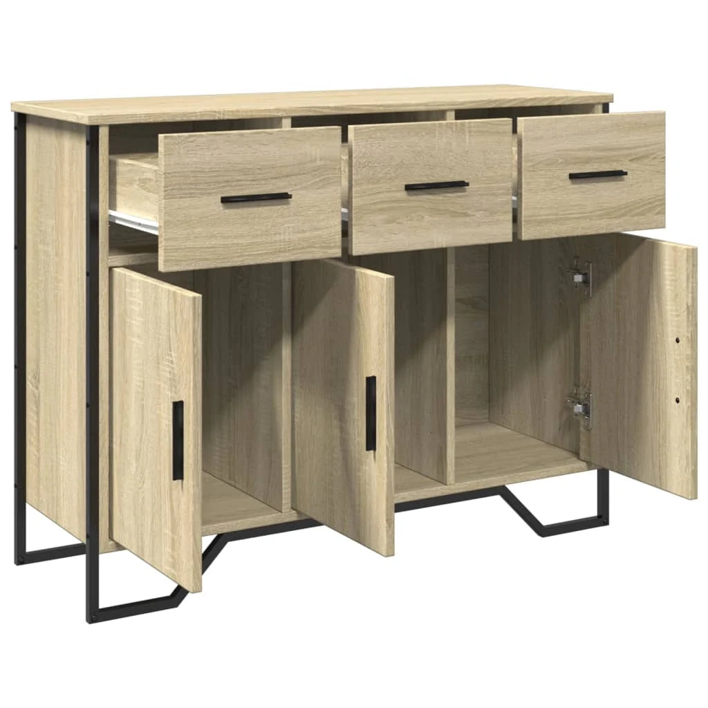 Buffet credenza cassettiera armadio mobile contenitore organizer cucina soggiorno rovere Sonoma 97 x 32,5 x 74,5 cm legno ingegnerizzato marrone 02_0031742