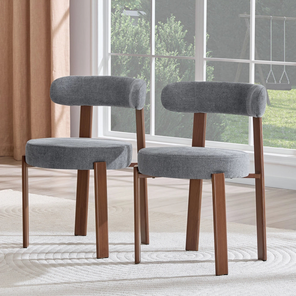 Sedia da Pranzo in Tessuto con Schienale ¨C MINIMAL ¨C Set 2 Pezzi, Grigio