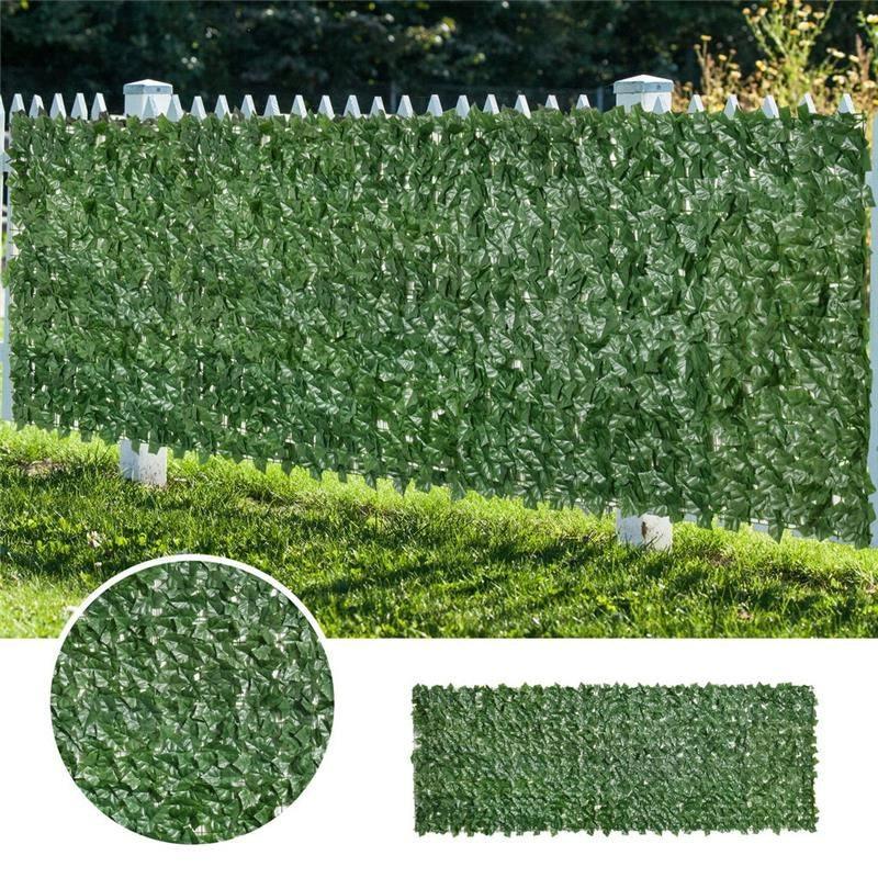 ROTOLO DI SIEPE ARTIFICIALE PER BALCONE IN PE CON FOGLIE 300X100 CM VERDE SCURO
