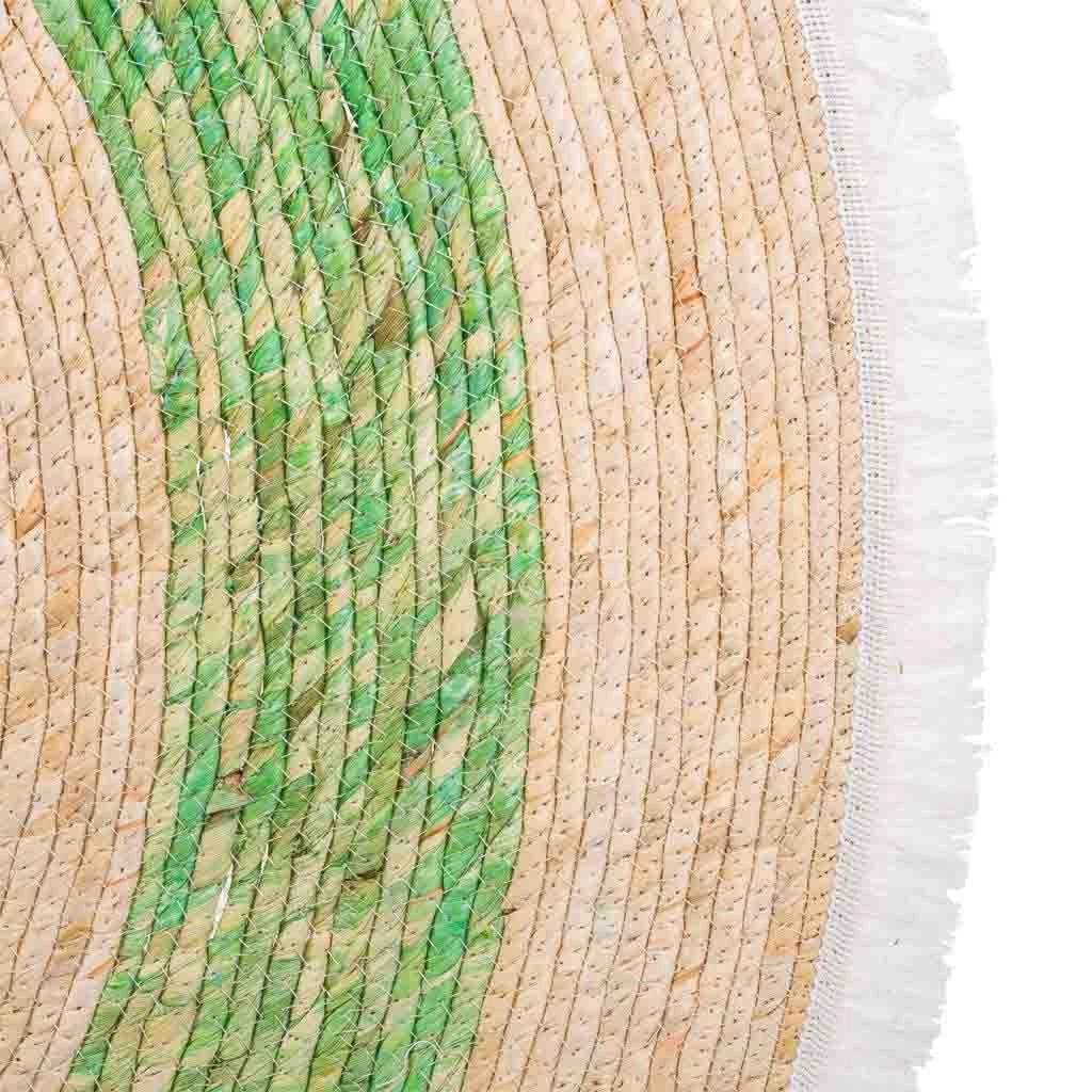 Tappeto verde in fibra naturale intrecciato a mano d120x1h