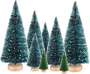Mini alberi di Natale in miniatura 8 pezzi alberi di Natale artificiali con base in legno (A)