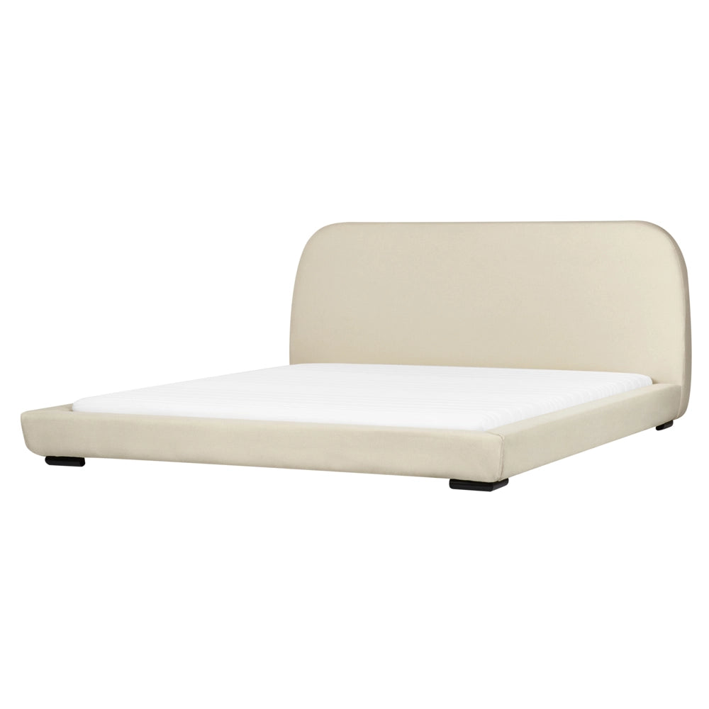 Letto a doghe in tessuto poliestere beige imbottito 180 x 200 cm Design classico tradizionale