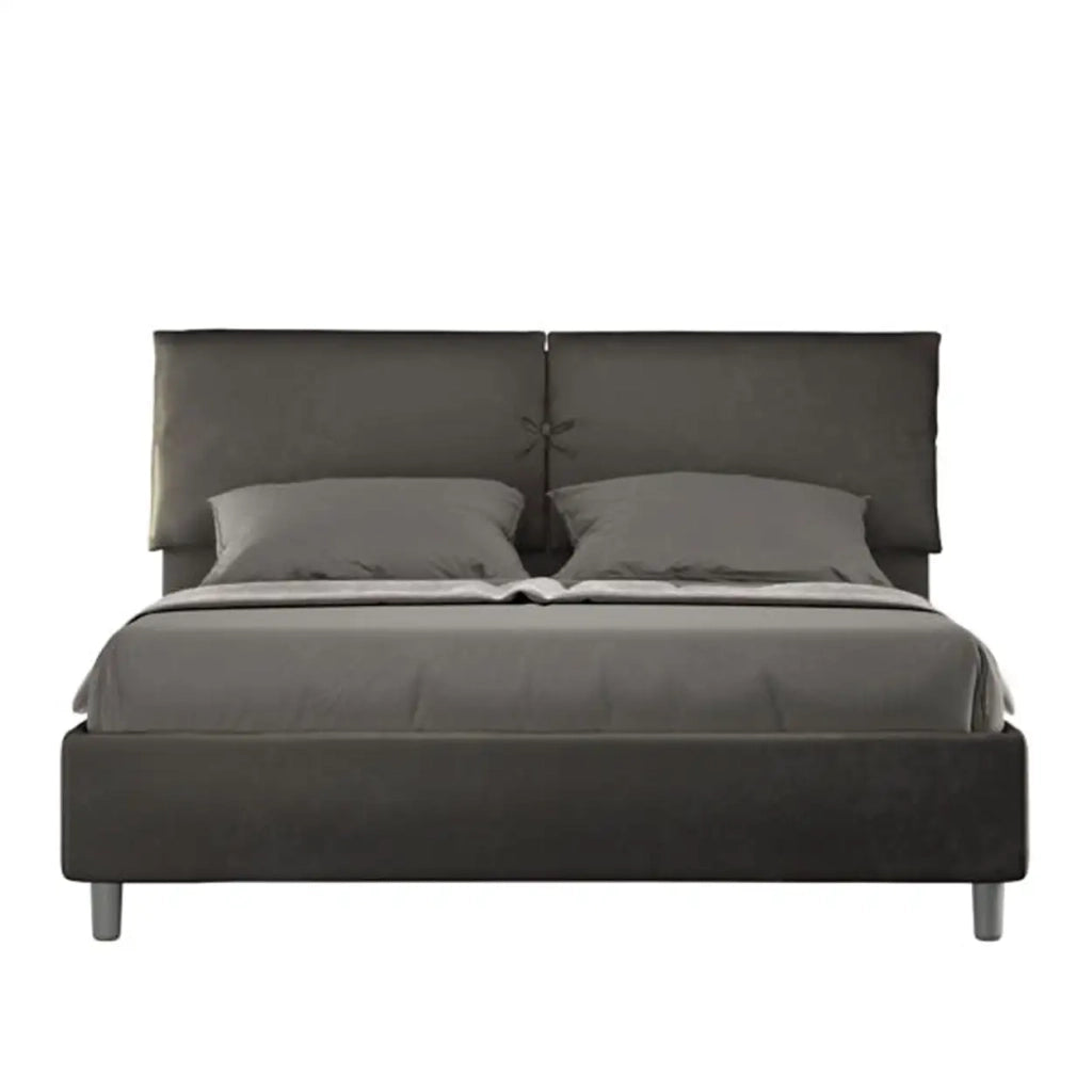 Letto matrimoniale contenitore imbottito 160x210 microfibra grigio Mados