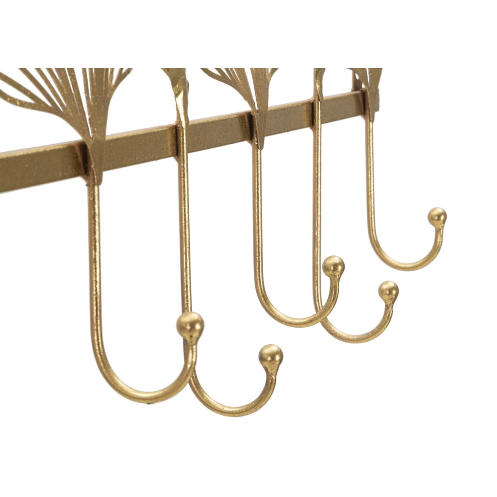 Appendiabiti da Parete Foglia 8, Oro, Metallo, 66,2x6x26,3 cm