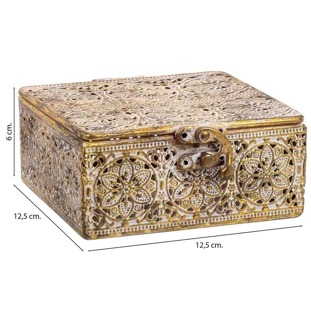 Scatola in metallo marrone 12.5x12.5x6h cmh cm