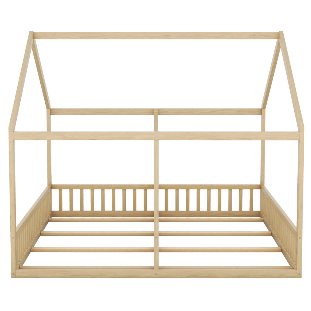 Letto a casetta 90x200 cm 2 in 1; con sponde; pino e MDF; colore naturale